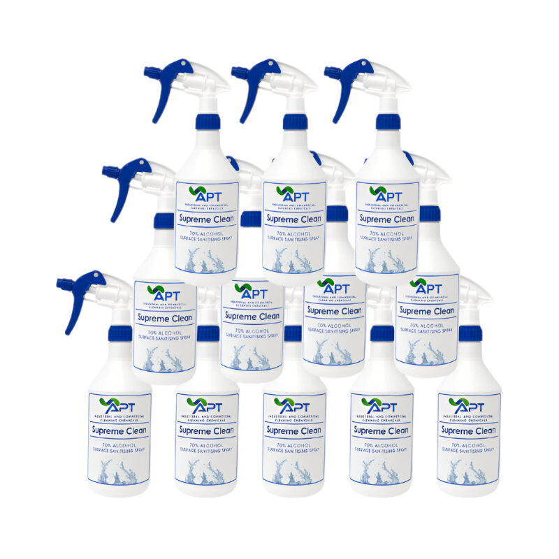 70% Alcohol Surface Sanitising Spray - Supreme Clean - 12 x 1 Litre