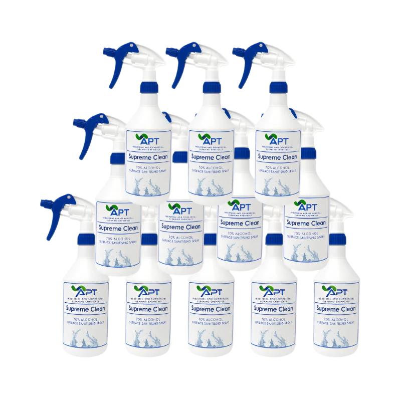 70% Alcohol Surface Sanitising Spray - Supreme Clean - 12 x 1 Litre