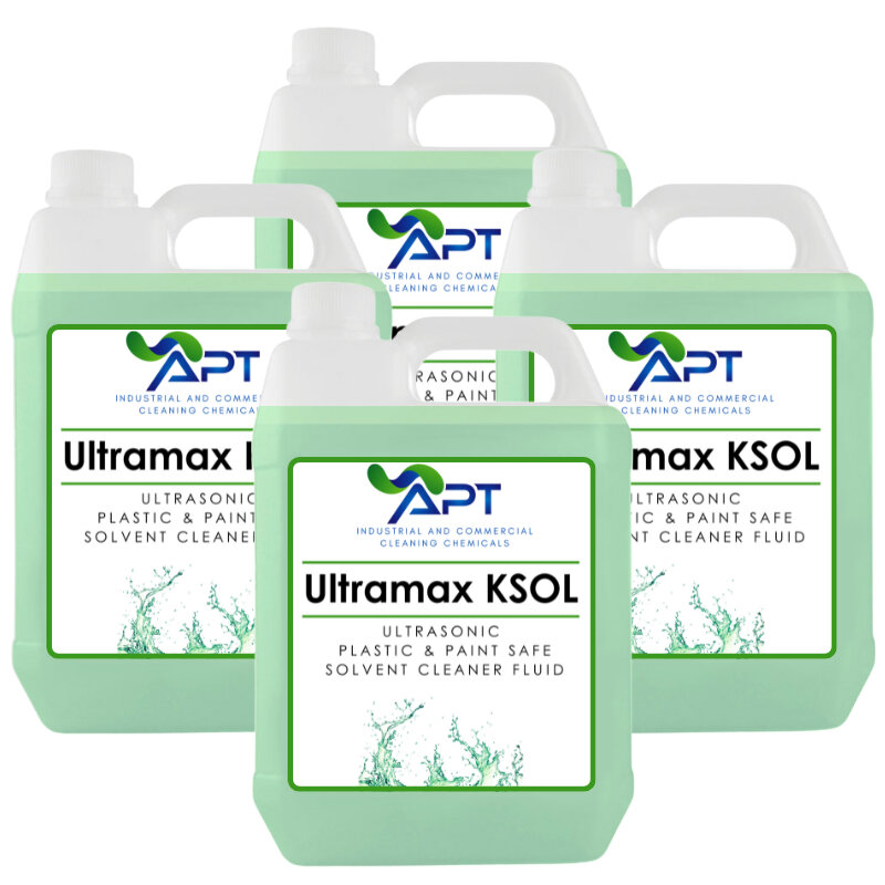 Ultrasonic Plastic & Paint Safe Solvent Cleaner Fluid - UltraMax KSOL - 4 x 5 Litres