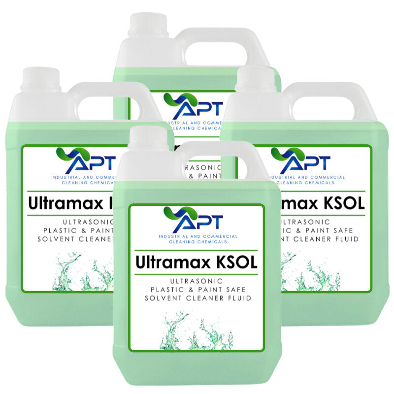 Ultrasonic Plastic & Paint Safe Solvent Cleaner Fluid - UltraMax KSOL - 4 x 5 Litres
