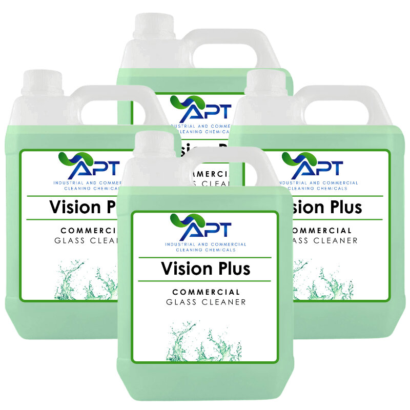 Glass Cleaner, Plastic Cleaner & Polished Metals Cleaner - Vision Plus - 4 x 5 Litres