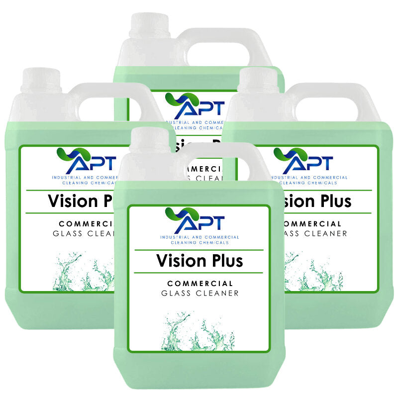 Glass Cleaner, Plastic Cleaner & Polished Metals Cleaner - Vision Plus - 4 x 5 Litres