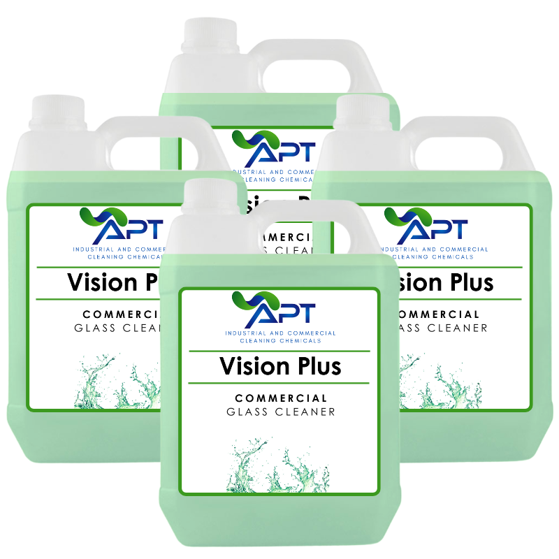 Glass Cleaner, Plastic Cleaner & Polished Metals Cleaner - Vision Plus - 4 x 5 Litres