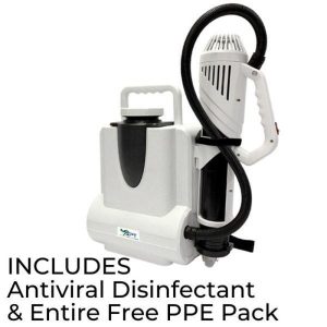Electrostatic Fogger Machine includes Antiviral Disinfectant & FREE PPE Pack